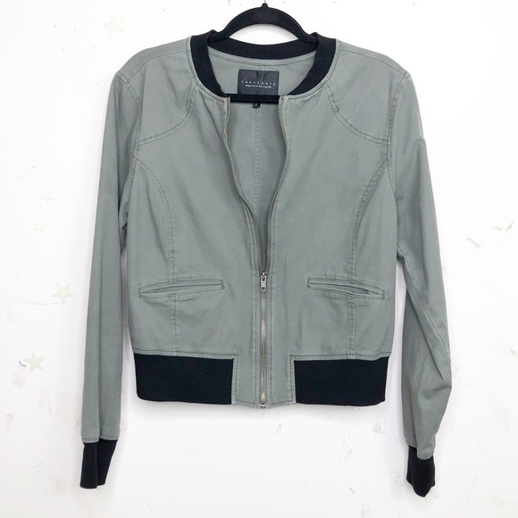 SANCTUARY olive green and black Front zipper bomber jacket - Picture 9 of 11